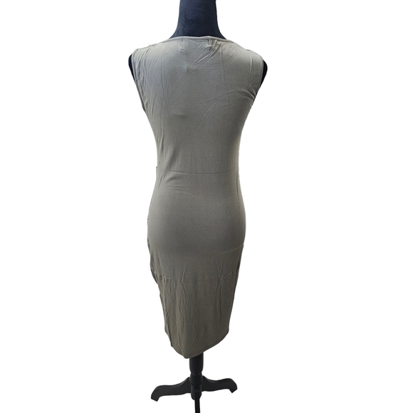 NWT Classic Slim Fit Scoop Neck Sleeveless Bodycon Midi Dress Khaki XL - Picture 5 of 8
